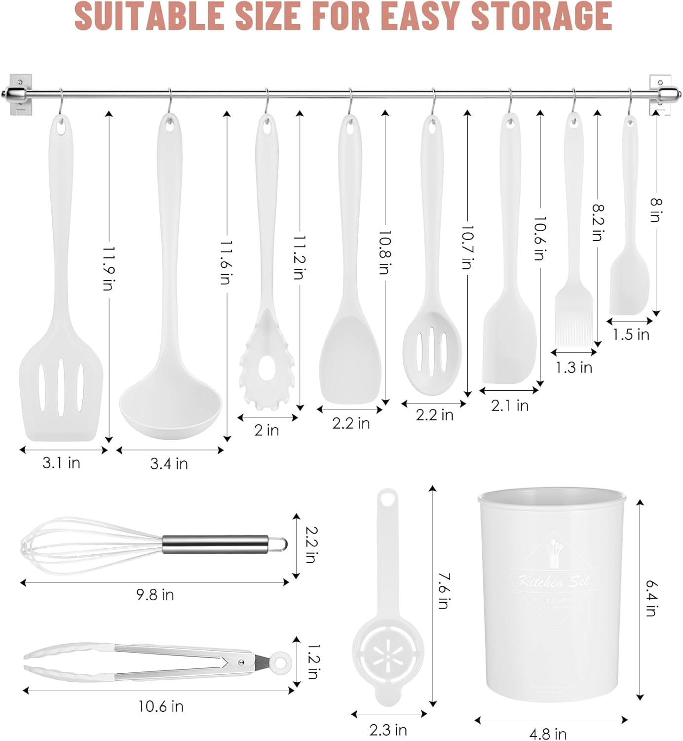 Kitchen Utensils Set-12 Pieces Silicone Cooking Utensils Set (Dishwasher Safe) 392°F Heat Resistant Spatula Set,Kitchen Utensil Set for Nonstick Cookware,Best Kitchen Tools with Holder
