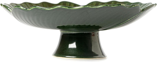 Ceramic Fruit Bowl for Kitchen Counter, Decorative bowl, Pedestal bowl, Footed bowl, Modern fruit bowl, Large fruit bowl, Decorative bowls for home décor, Green fruit bowl, 10.5 "