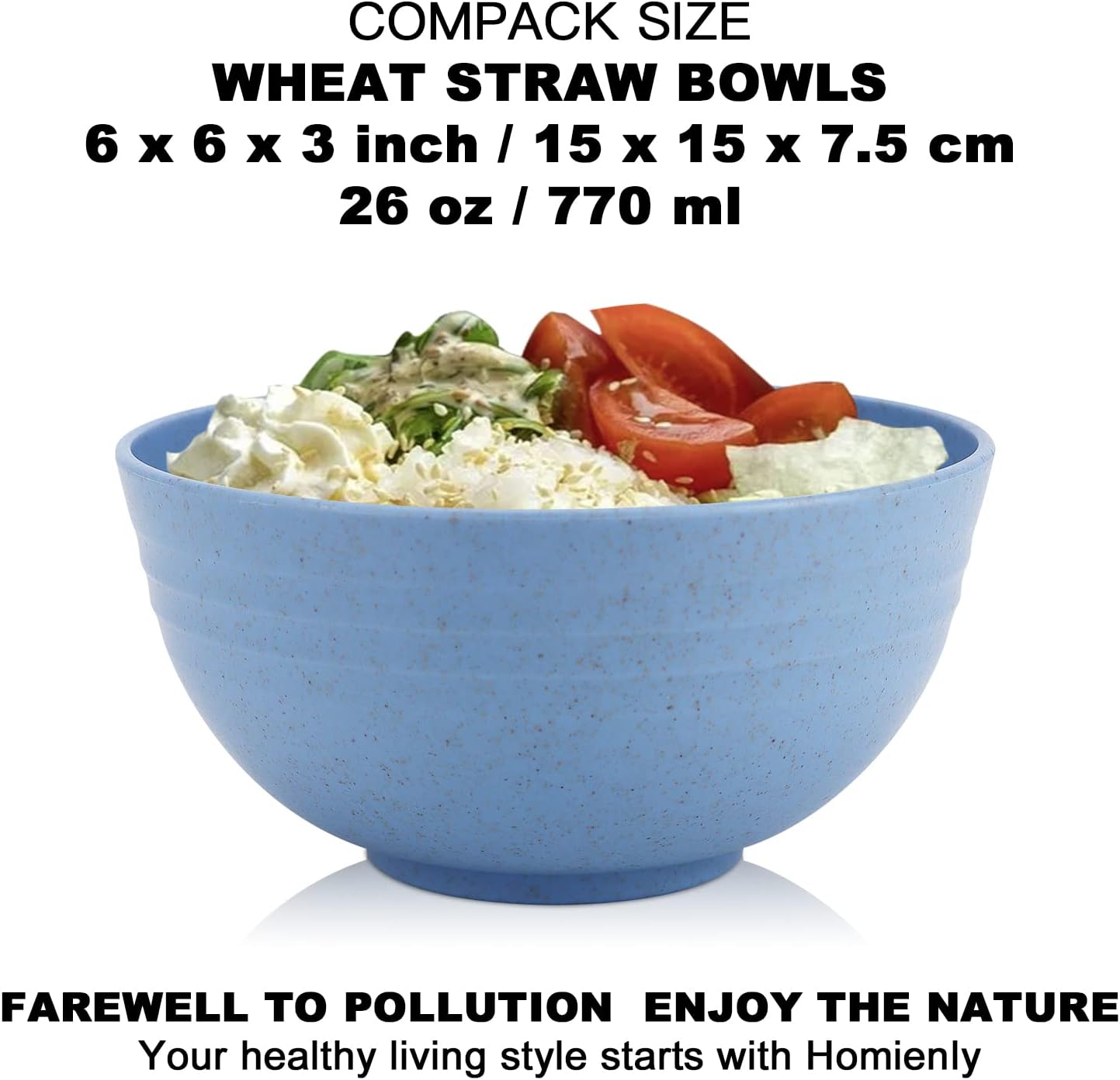Homienly Wheat Straw Bowl Sets, Unbreakable Cereal Bowls 26 OZ, 8 PCS Microwave and Dishwasher Safe Bowl, Bowls for Kitchen, Camping, Picnic, Premium Salad Bowl for Serving, Oatmeal(Light, 26 OZ)