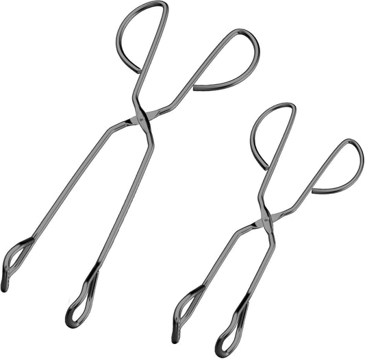 10" 13" Stainless Steel Kitchen Tongs, Heavy Duty Non-Slip Comfortable Grip Metal Scissor Tongs for Cooking, Grilling & Serving, Set of 2