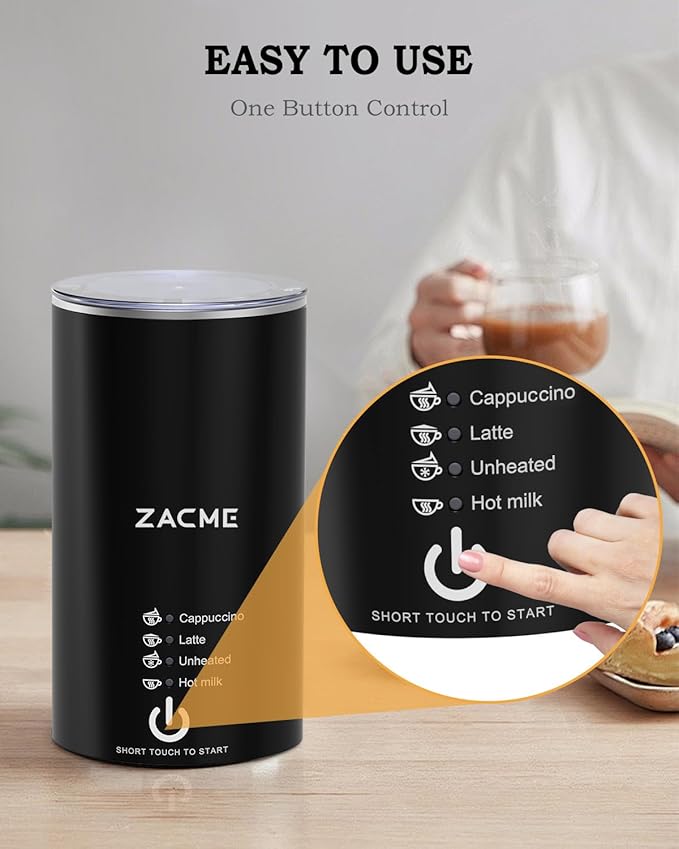 ZACME Milk Frother, 4 in 1 Electric Milk Steamer, Automatic Hot and Cold Foam Maker and Milk Warmer for Coffee, Latte, Cappuccino,Hot Chocolate, Macchiato