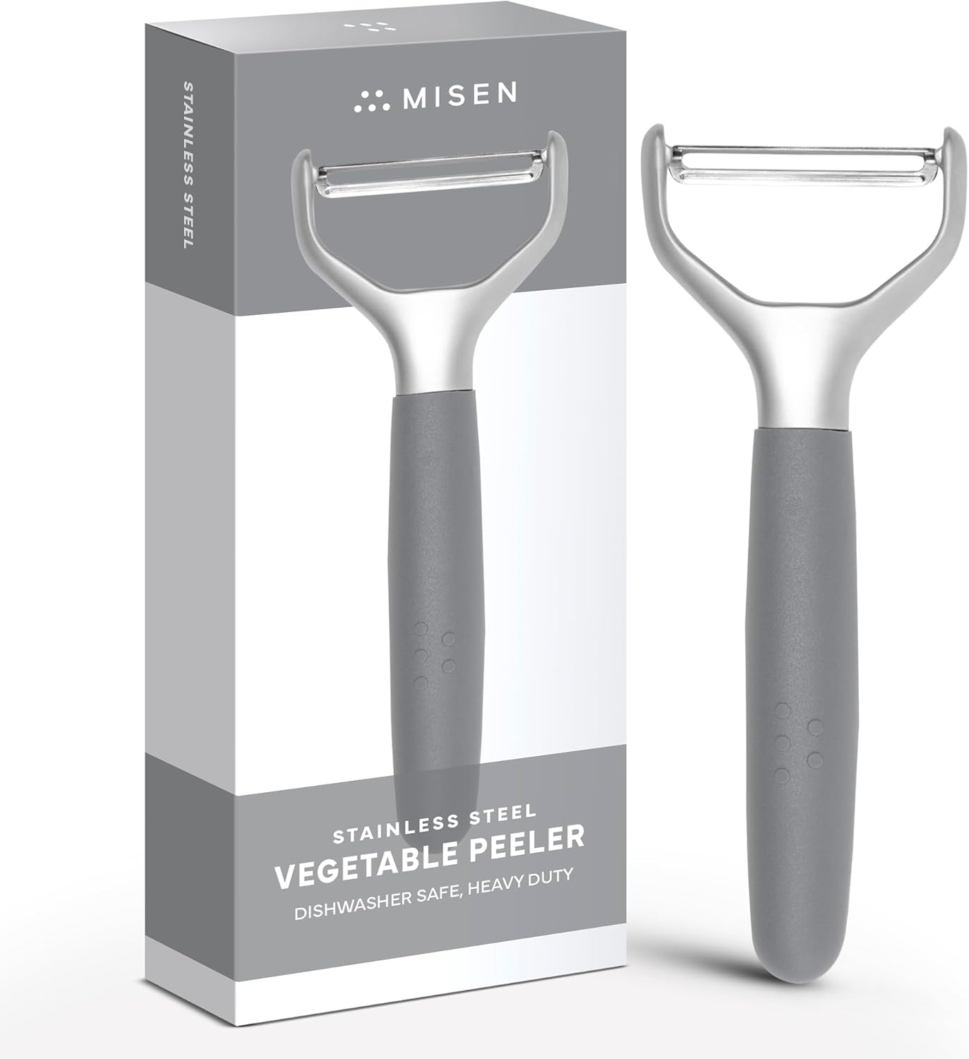 Misen Stainless Steel Vegetable Peeler - Dishwasher Safe Y Peeler - Easy to Use with Potatoes, Cabbage, Carrots, and More - Progessional Grade Kitchen Tool - Gray