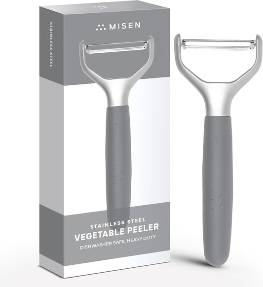 Misen Stainless Steel Vegetable Peeler - Dishwasher Safe Y Peeler - Easy to Use with Potatoes, Cabbage, Carrots, and More - Progessional Grade Kitchen Tool - Gray