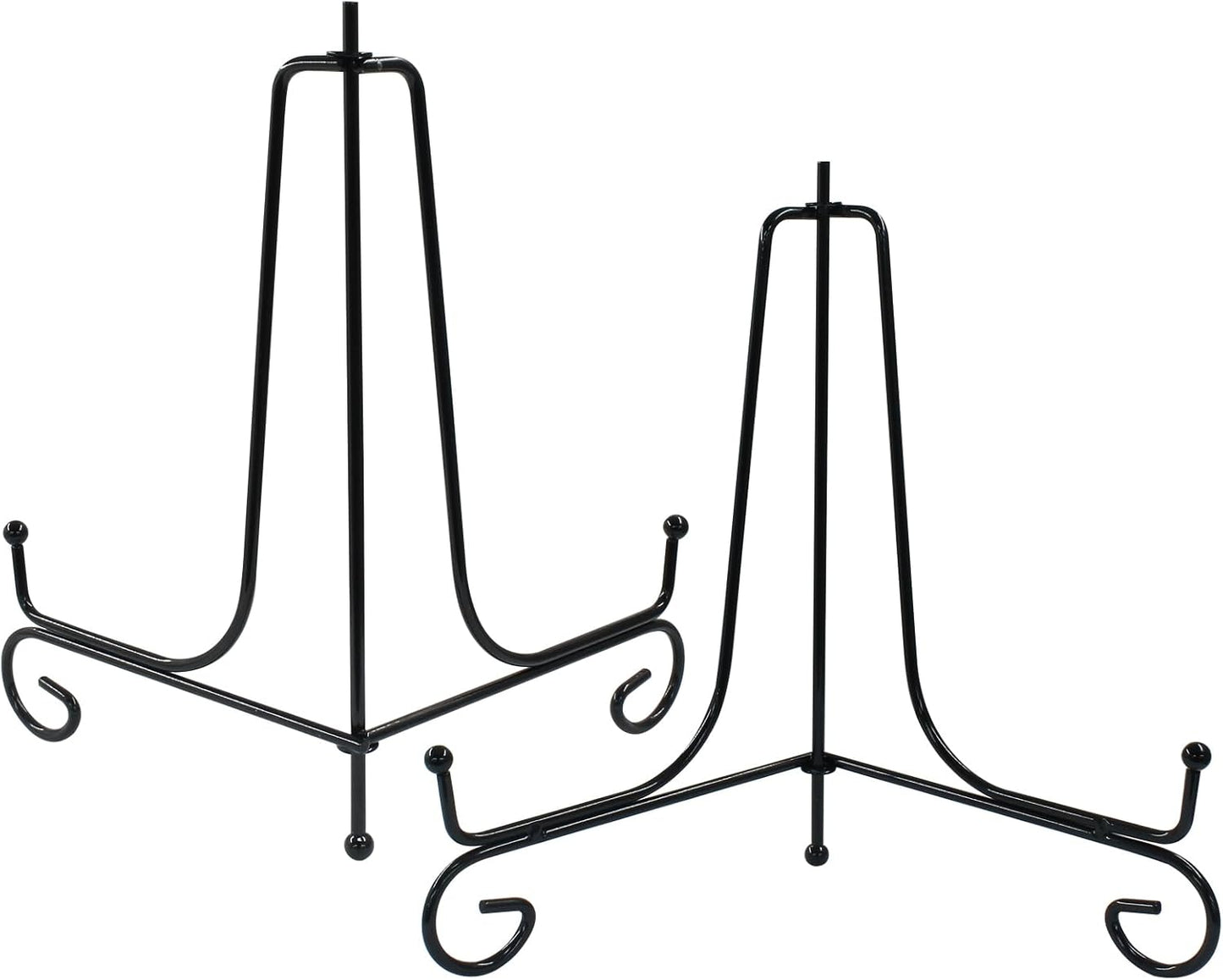 Hordion 2 Pack Plate Stand, 6 Inch Black Iron Easel Photo Display Stand Plate Holder for Picture Frame Book Tabletop Art Platter