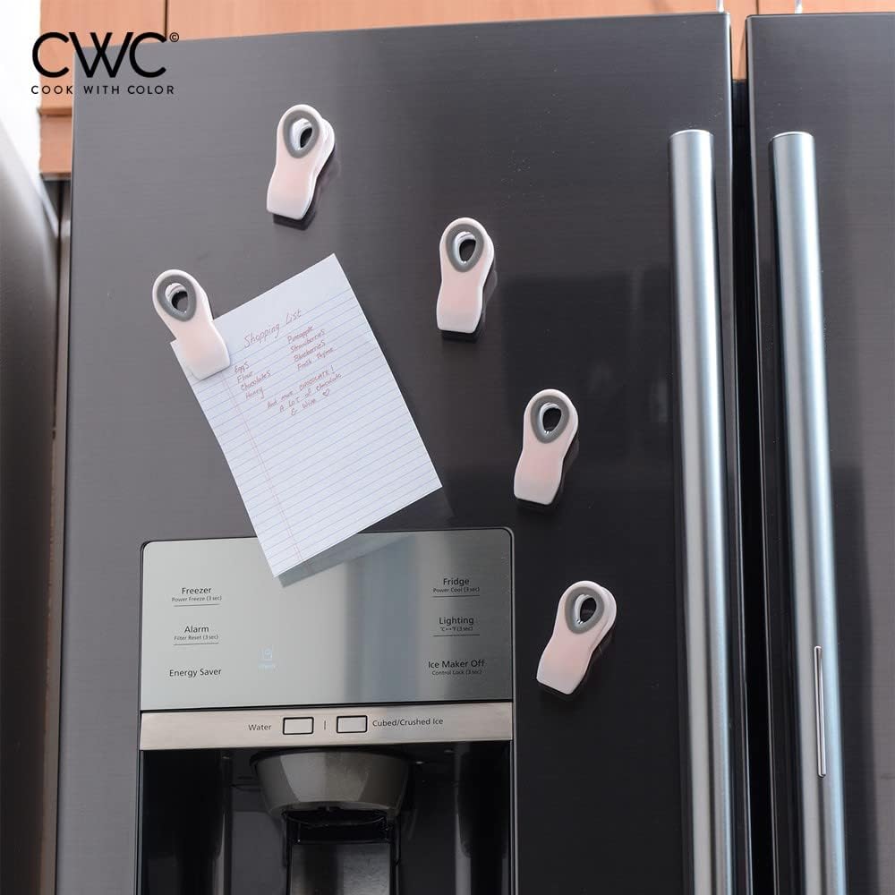 COOK WITH COLOR Bag Clips with Magnet- Food Clips, Chip Clips, Bag Clips for Food Storage with Airtight Seal Grip for Bread Bags, Snack Bags and Food Bags (Pink, Pack of 10)