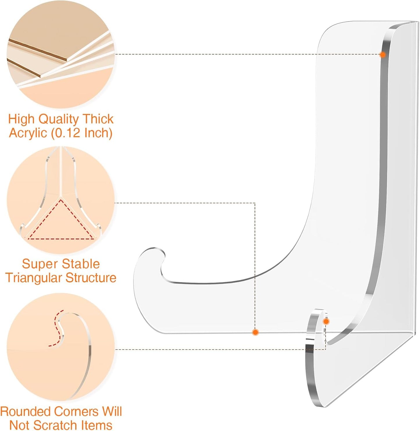 5 Pack Acrylic Display Stand, Plate Stand for Display, Clear Easel Stand, Display Holder for Card, Frame, Picture, Magazine, Book, CD, Phone (Small/ 3 Inch)