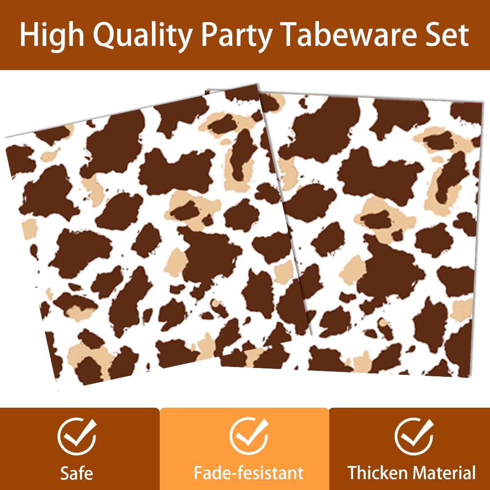 140 Pcs Highland Cow Birthday Party Supplies Holy Cow Highland Themed Baby Shower Birthday Party Decorations Disposable Tableware Set Plates Napkins Cups Serves 20