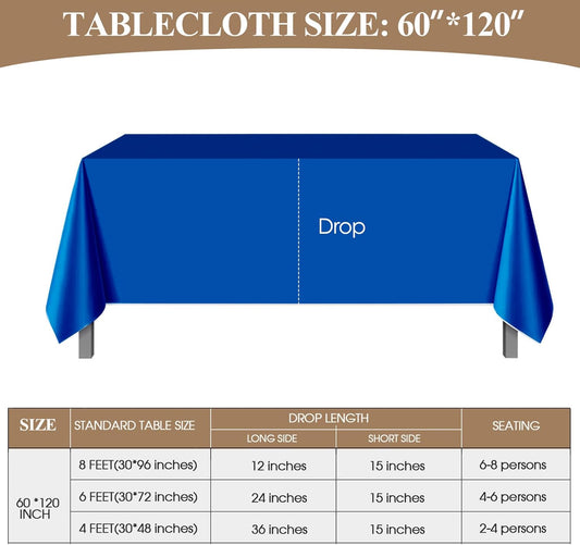 Rectangle Tablecloths 60x120 Inch 2 Pack Royal Blue Tablecloth Washable Decorative Linen Polyester Table Cloths for Dining Table Banquets Buffet Parties and Wedding
