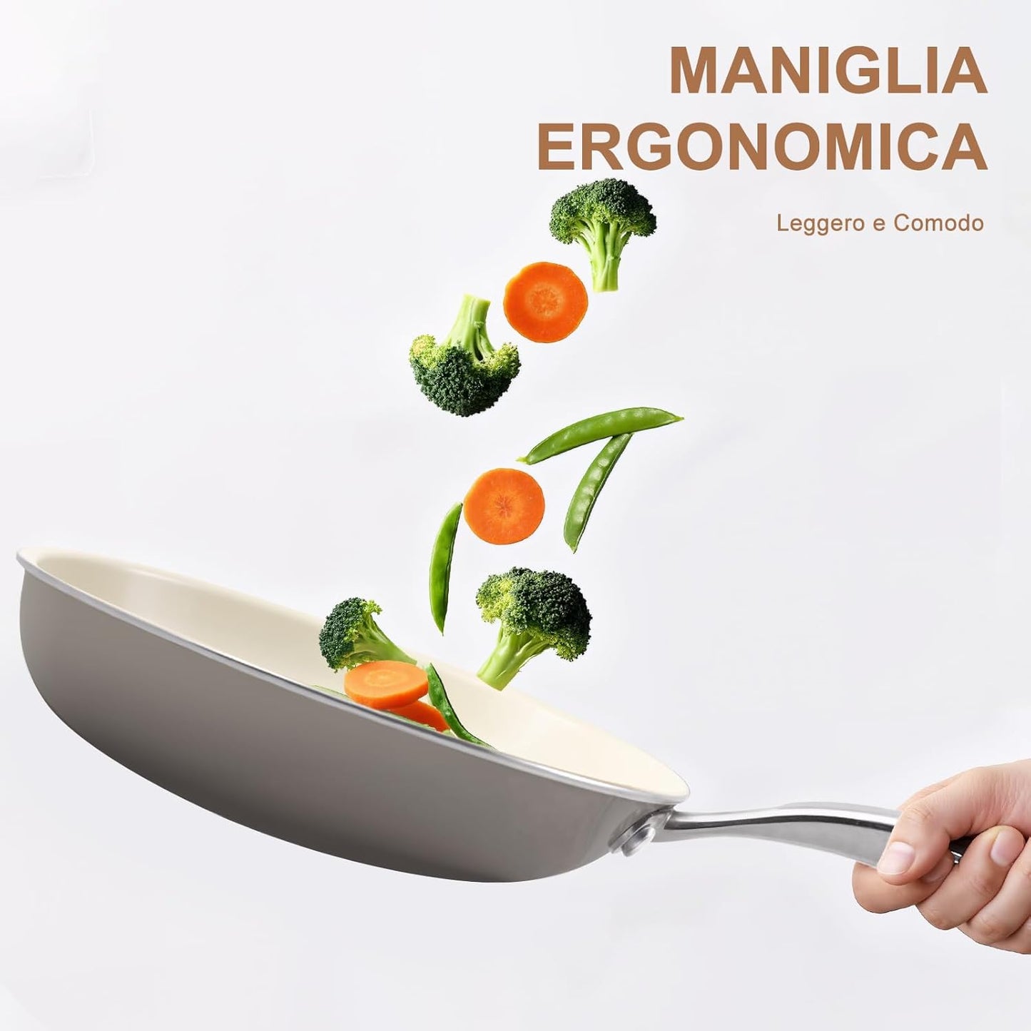 10.25 Inch Ceramic Nonstick Frying Pan Skillet - PFAS-Free, Non-Toxic, Oven Safe & Induction Ready, Aluminum Cookware with Stainless Steel Handle