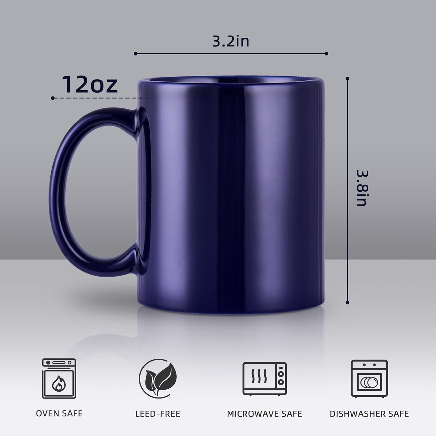 12oz coffee mug set of 6 Coffee Mugs for Coffee, Tea, Cocoa, Milk（cobalto）