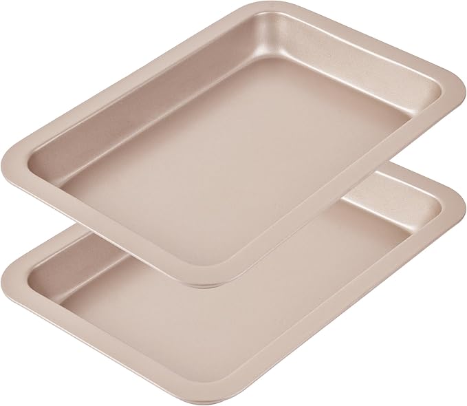 10-Inch Nonstick Shallow Cake Pan, Rectangle Bread Loaf Pan, Baking Sheet Set of 2