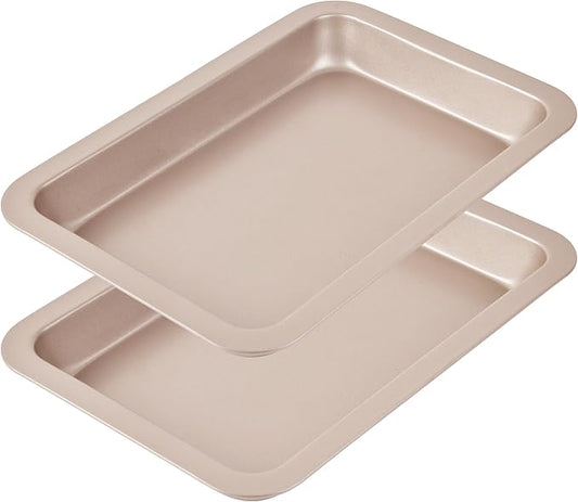 10-Inch Nonstick Shallow Cake Pan, Rectangle Bread Loaf Pan, Baking Sheet Set of 2