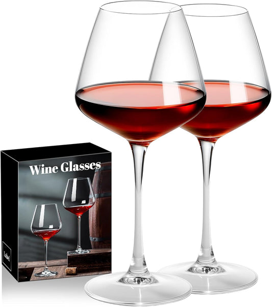 Burgundy Wine Glasses Set of 2-16oz Hand Blown White & Red Wine Glass, Clear Lead-Free Glassware for Women, Men, Wedding Gifts & Birthday