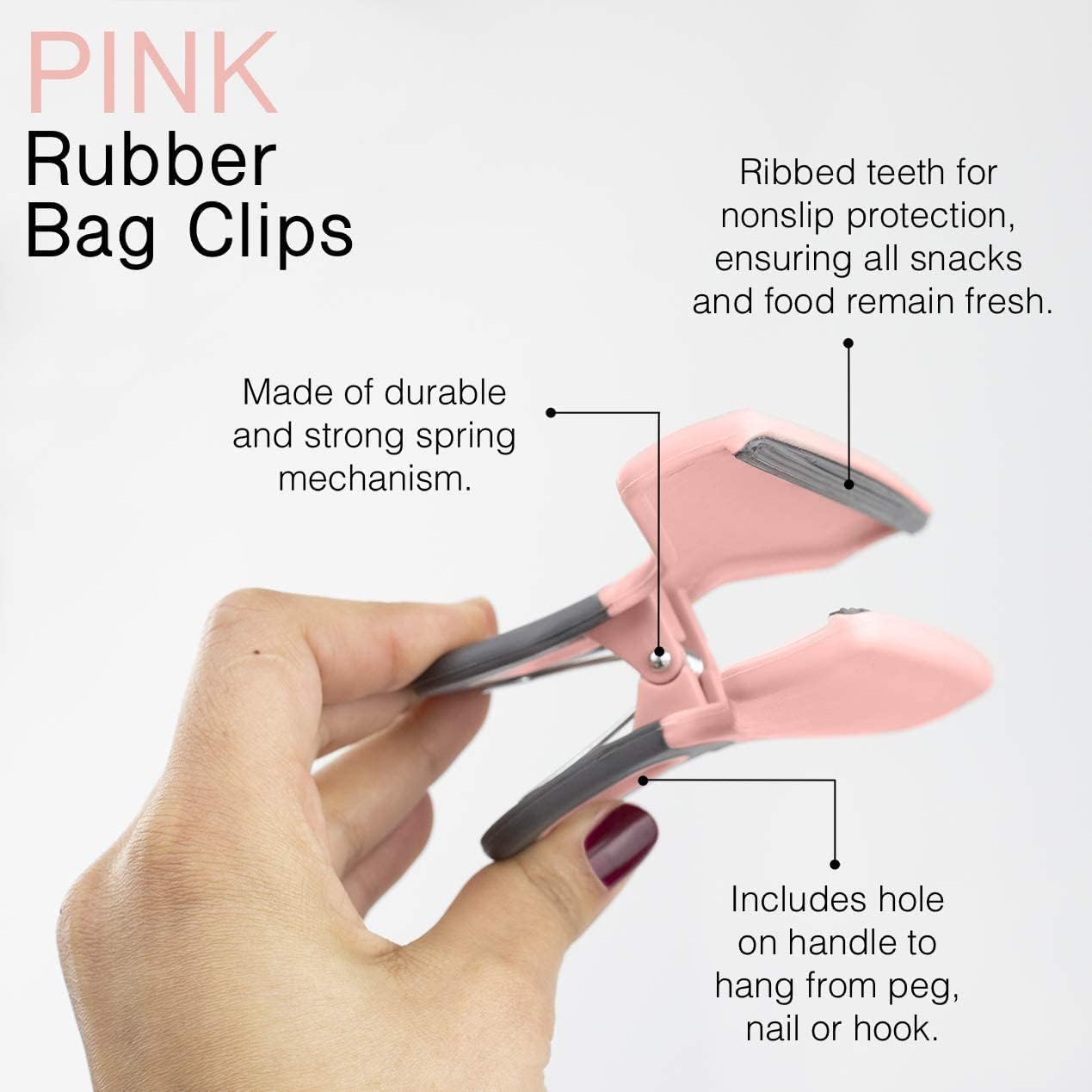 COOK WITH COLOR Food Clips - Wide Heavy Duty Chip Clips, Large Bag Clips for Food Storage with Air Tight Seal Grip, Pack of 4, Pink