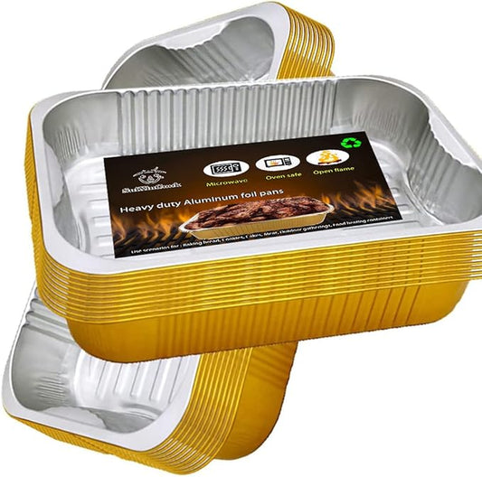20pack 13 "x9 aluminum foil baking pan（3500ml） tray,steaming table tray, gold thickened disposable pot for cooking and heating