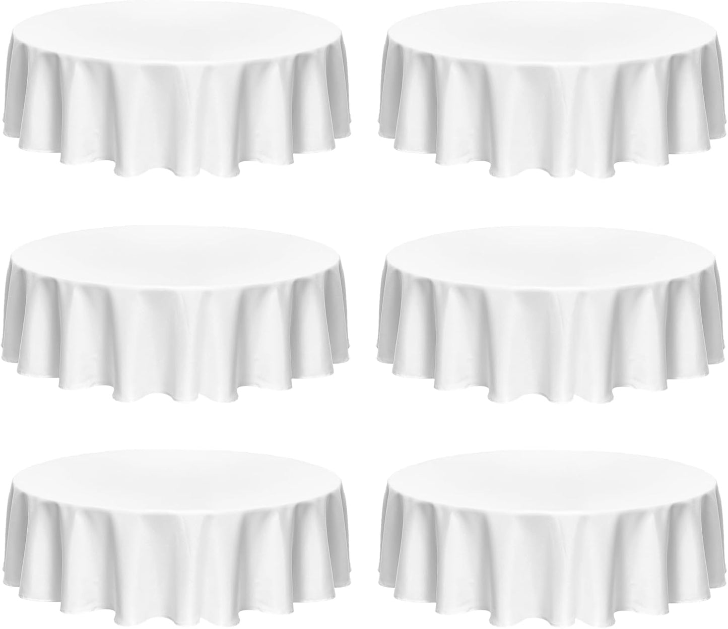 Fitable Faux Linen Round Tablecloths 90 Inch, 6 Pack - Fabric Textured Table Clothes for Round Folding Tables, Washable Neutral Table Covers for Wedding, Party, Banquet, Birthday, White
