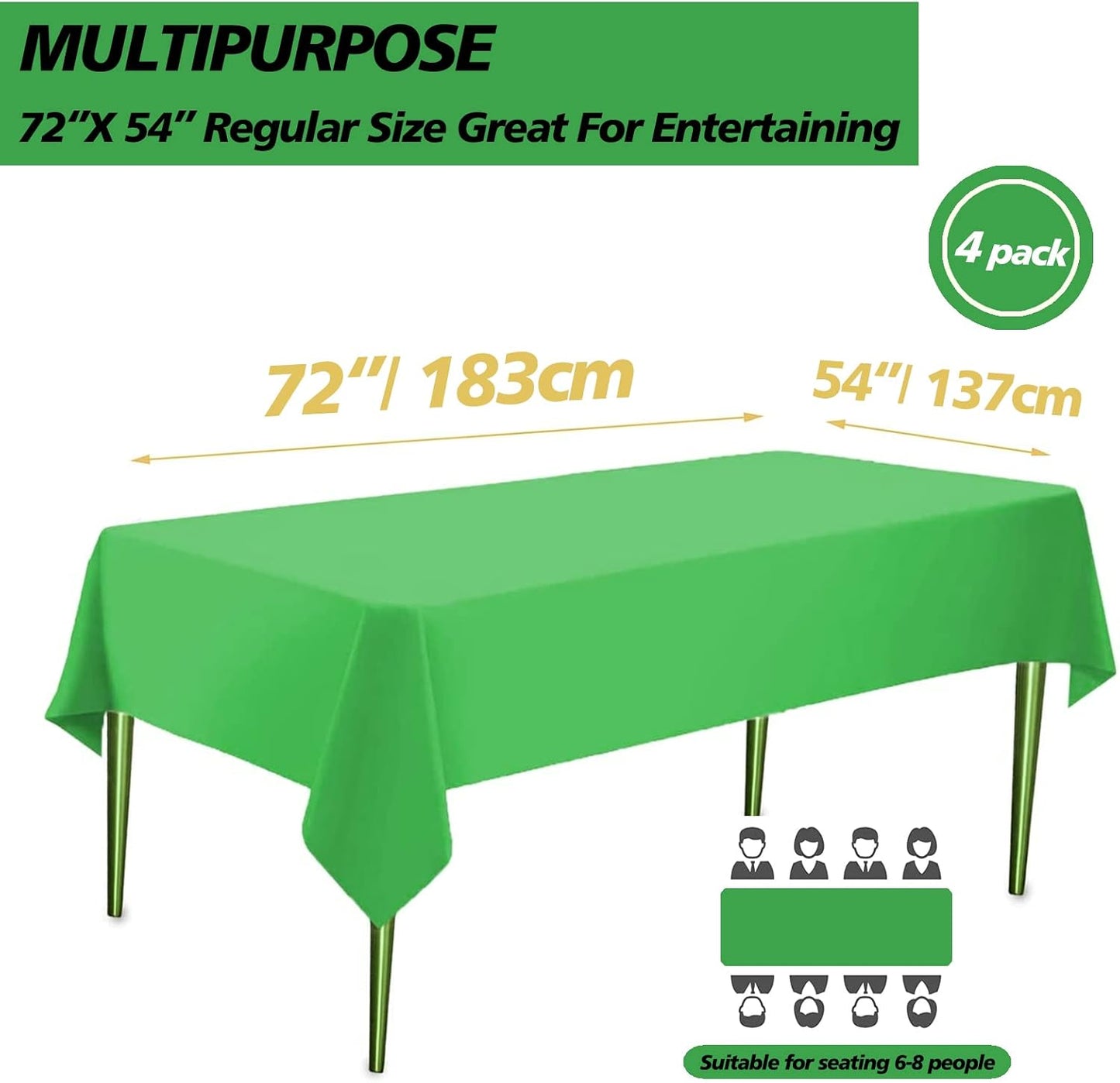 FUNTOOB Green Plastic Table Cloth - 4 Pack Disposable Table Covers - Forest Pattern - Baby Shower, Gender Reveal, Birthday Party Decorations - 54" X 72"