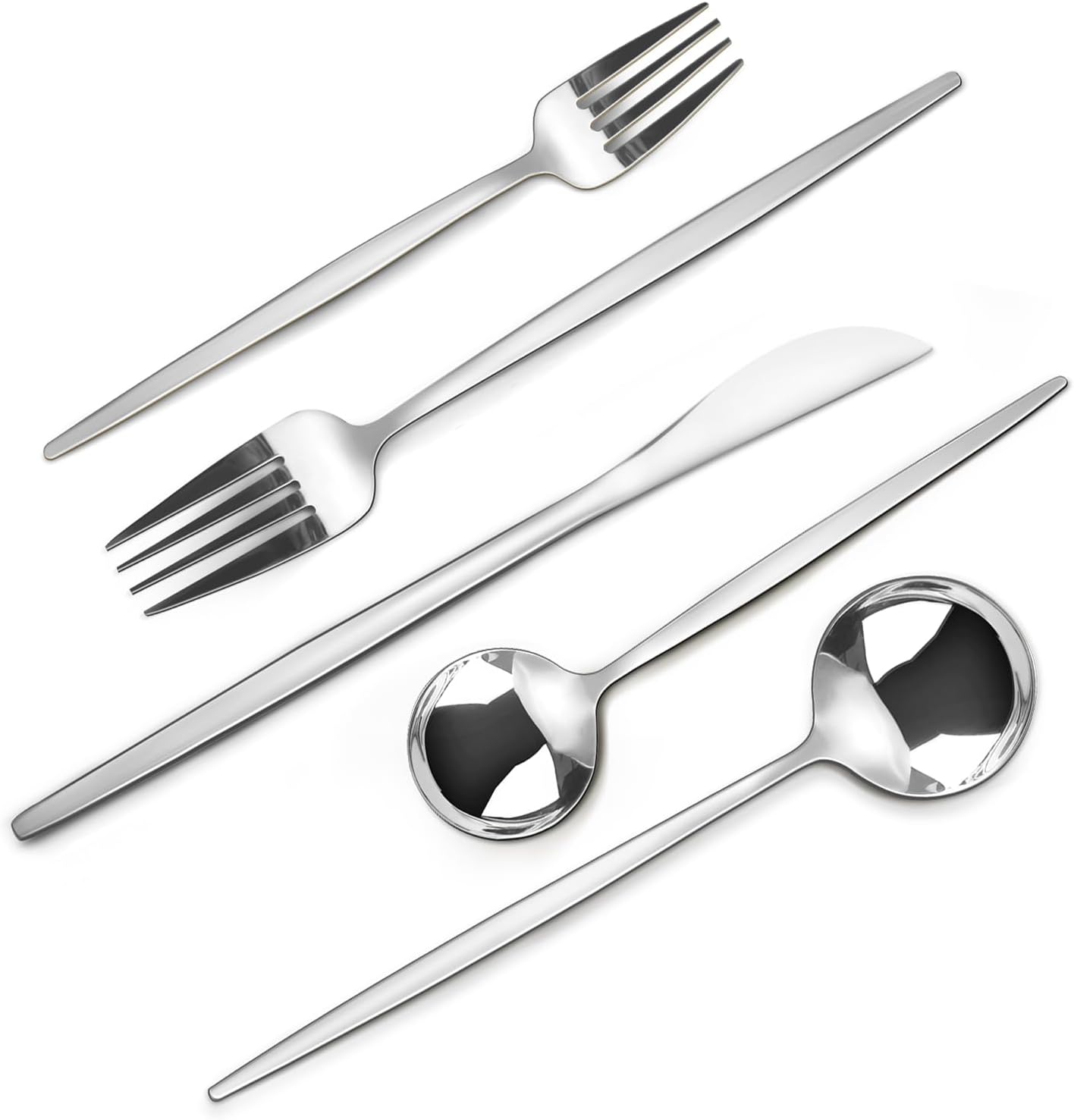 Mirror Silverware Set, 40-Piece Flatware Cutlery Set Service for 8, Mirror Polished Tableware Set, Utensils for Kitchens, Home and Restaurant, Dishwasher Safe