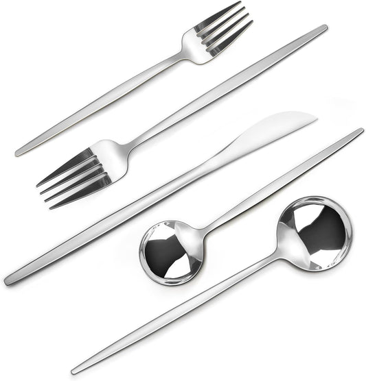 Mirror Silverware Set, 40-Piece Flatware Cutlery Set Service for 8, Mirror Polished Tableware Set, Utensils for Kitchens, Home and Restaurant, Dishwasher Safe