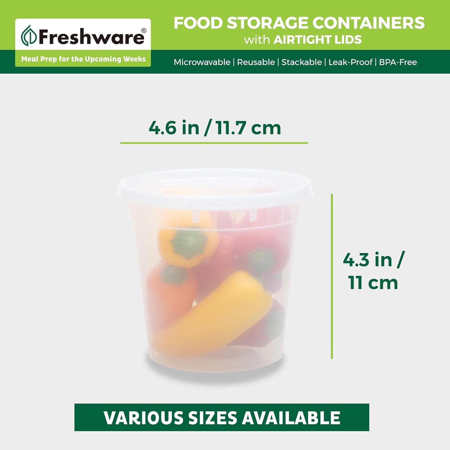Freshware Food Storage Containers [240 Set] 24 oz Plastic Deli Containers with Lids, Slime, Soup, Meal Prep Containers | BPA Free | Stackable | Leakproof | Microwave/Dishwasher/Freezer Safe