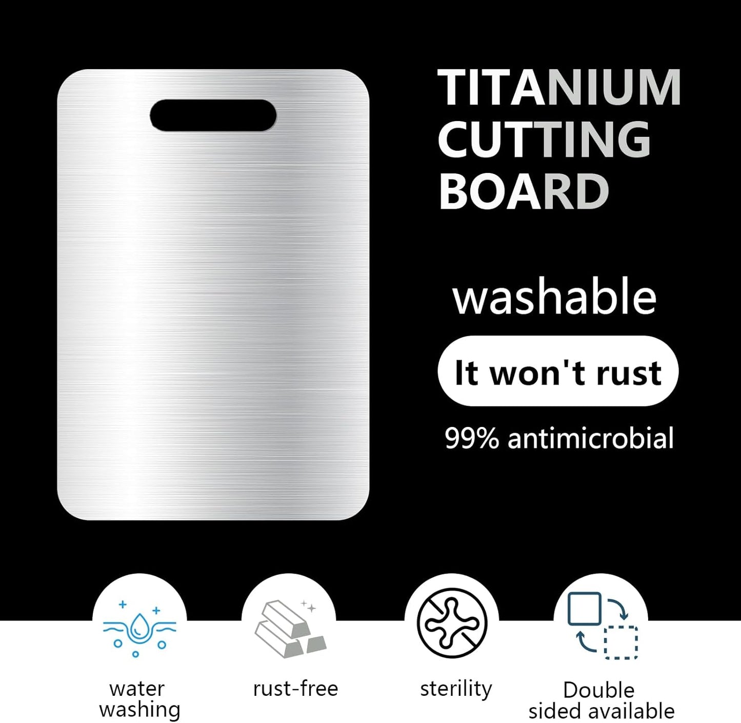 Titanium Cutting Board Set of 1, 15 * 11.5inches,Titanium Cutting Boards for Kitchen, Food Grade Metal Double Sided Chopping Boards for Kitchen Counter Meat Vegetable Fruit Outdoor Camping