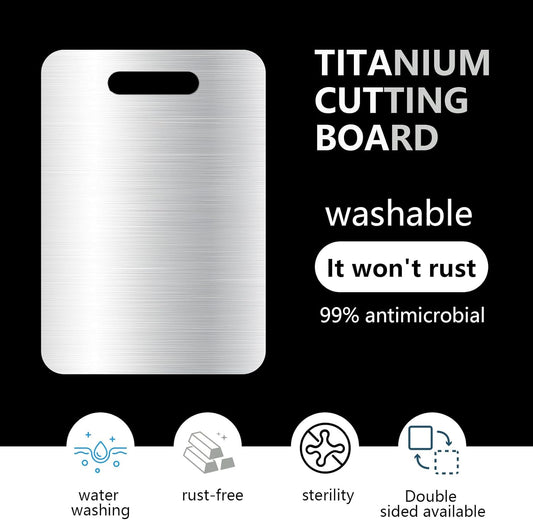 Titanium Cutting Board Set of 1, 15 * 11.5inches,Titanium Cutting Boards for Kitchen, Food Grade Metal Double Sided Chopping Boards for Kitchen Counter Meat Vegetable Fruit Outdoor Camping