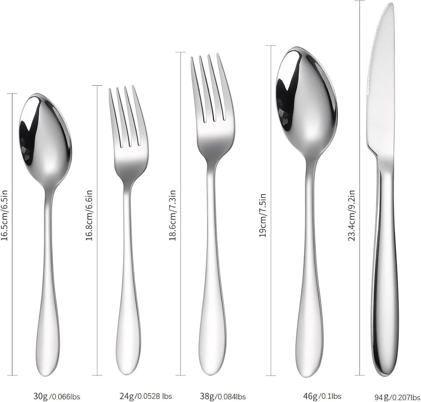 Modern Silverware Heavy Silver Flatware Stainless Steel 40 Pieces Forks Spoons Knives Set Service for 8 for Restaurant Parties and Everyday Utensils