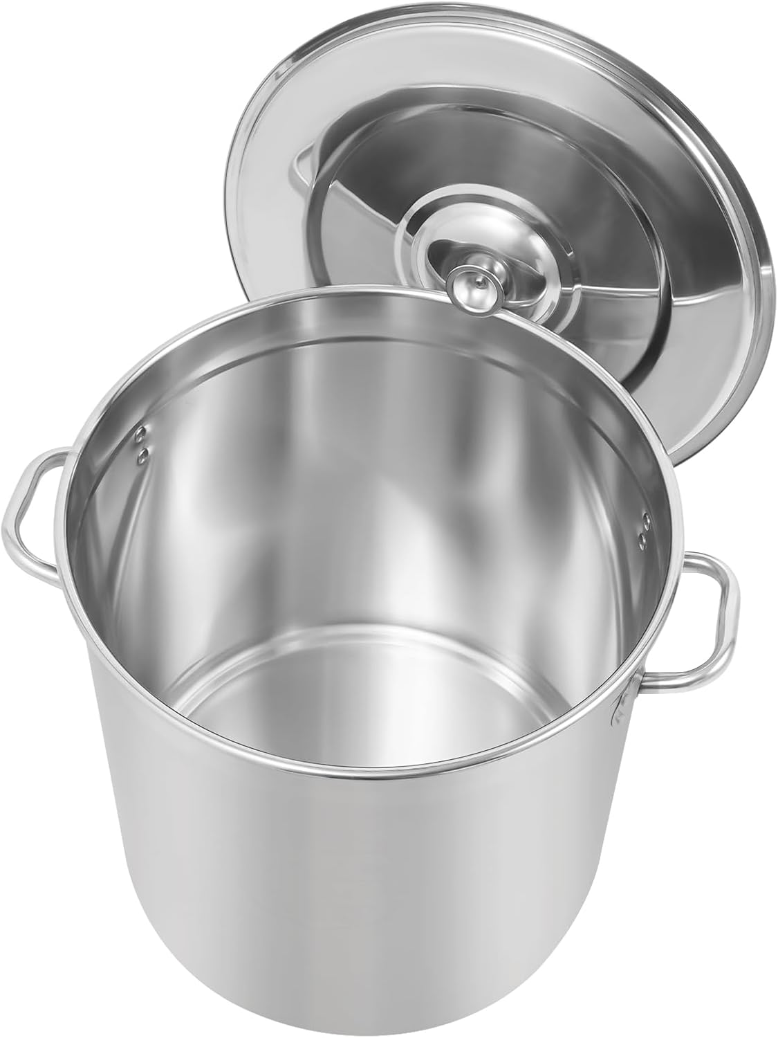 Stock Pot with Lid, 304 Stainless Steel Big Pots for Cooking, 50 Quart Stockpots with Hanging Lid and Handle, Anti-Corrosion, Anti-Rust, Used for Induction Stoves, Gas Stoves, Electric Stoves