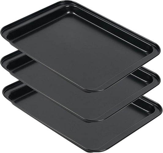 Small Baking Sheets for Oven, Shinsin Nonstick Cookie Pans Set of 3, 8 inch Carbon Steel Cookie Sheet Pans Professional Mini Baking Replacement Trays for Toaster Oven, Easy Clean, Dishwasher Safe