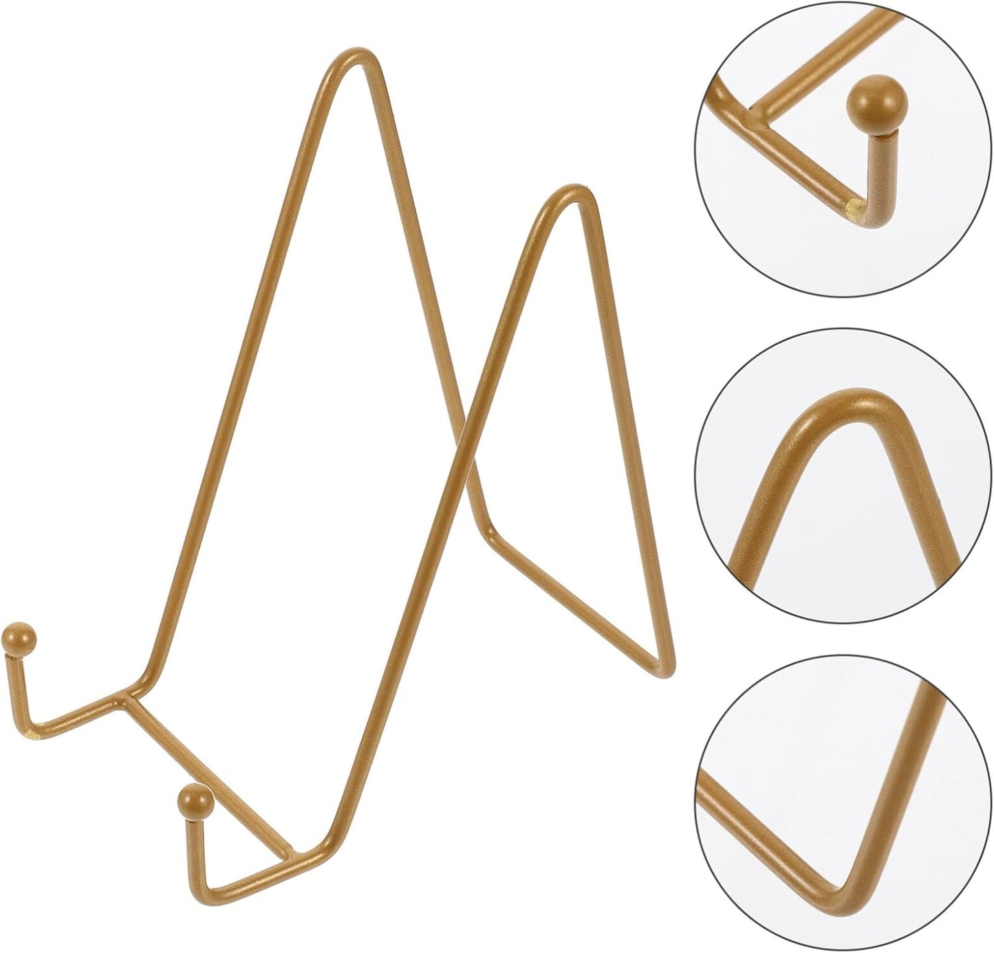 Iron Photo Frame Bracket: Adjustable Display Stand Metal Picture Frame Holder Stand - Heavy Duty Table Top Easels for Decorative Platter, Book, Plaque, Photo Copper Golden Color 5.91X5.51X2.95 Inch