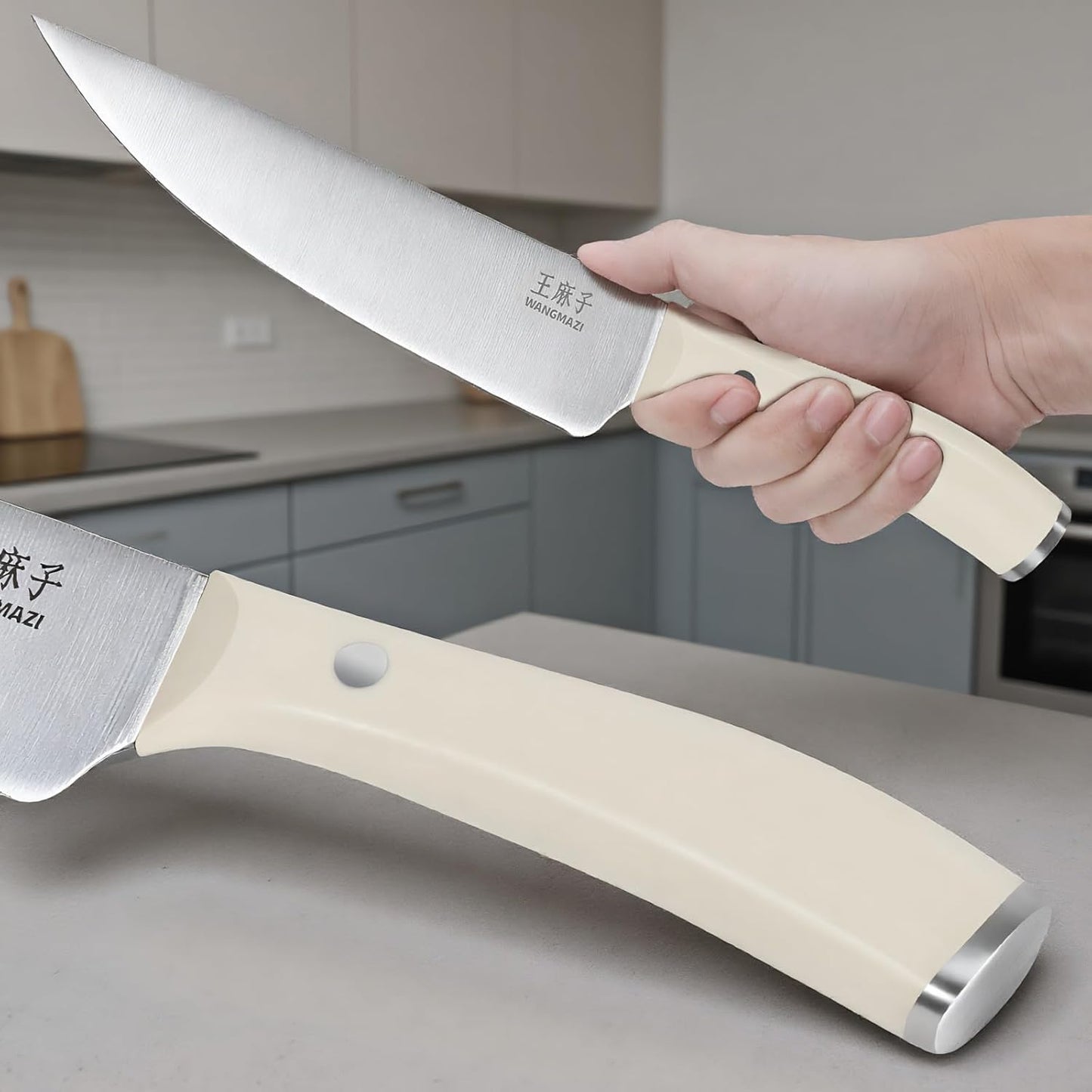 Newly Updated Sharp Chef Knife Set,High Carbon Stainless Steel Forged,Kitchen Knife Set Ergonomic Handle,Hundreds of Years of Masterful Craftsmanship(15PCS,Ivory)