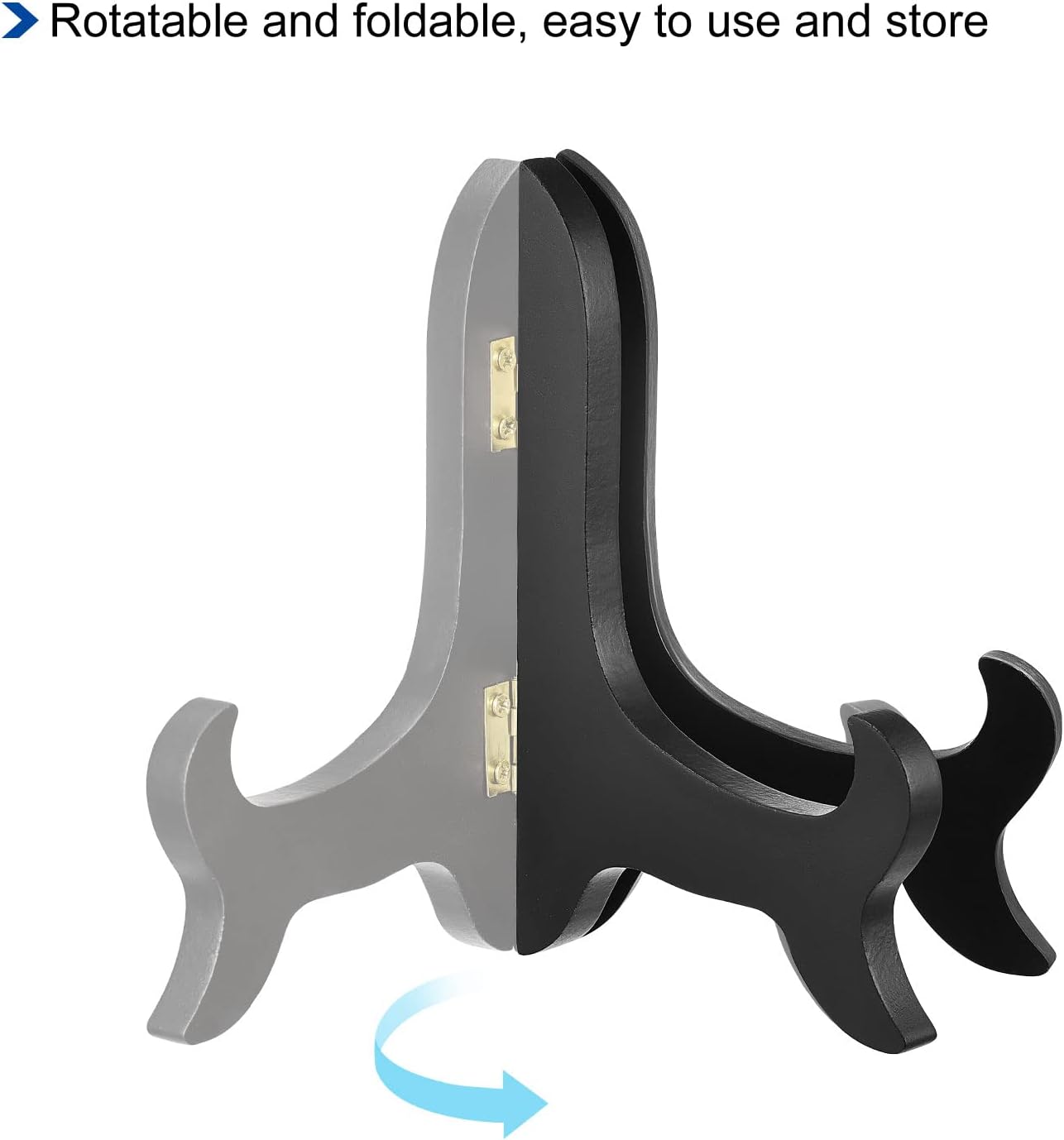 uxcell 2pcs 5" Easel Plate Holder, Wooden Folding Display Stand Black for Decorative Picture Frame