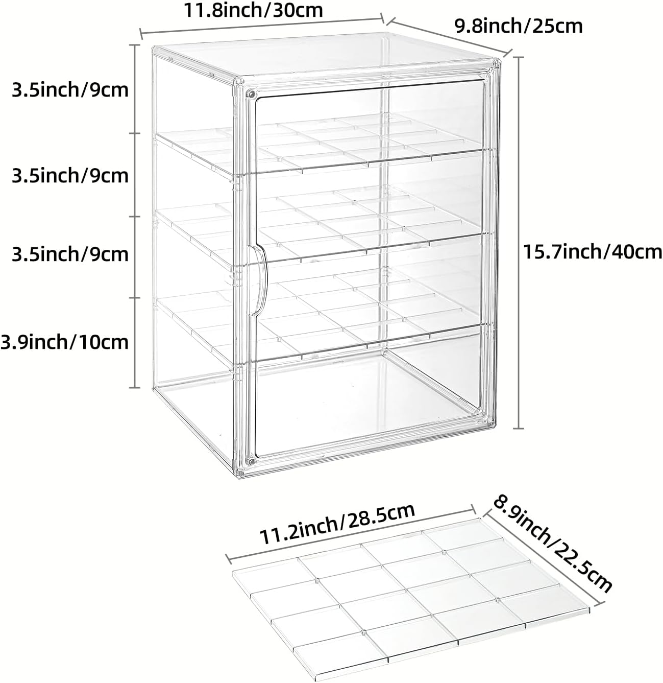 Pastry Display Case，4-Tier Adjustable Clear Bread Storage with Magnetic Door，Bread Box for Kitchen Countertop，15.7x11.8x9.8xinch (4 Tier-1 Pack)