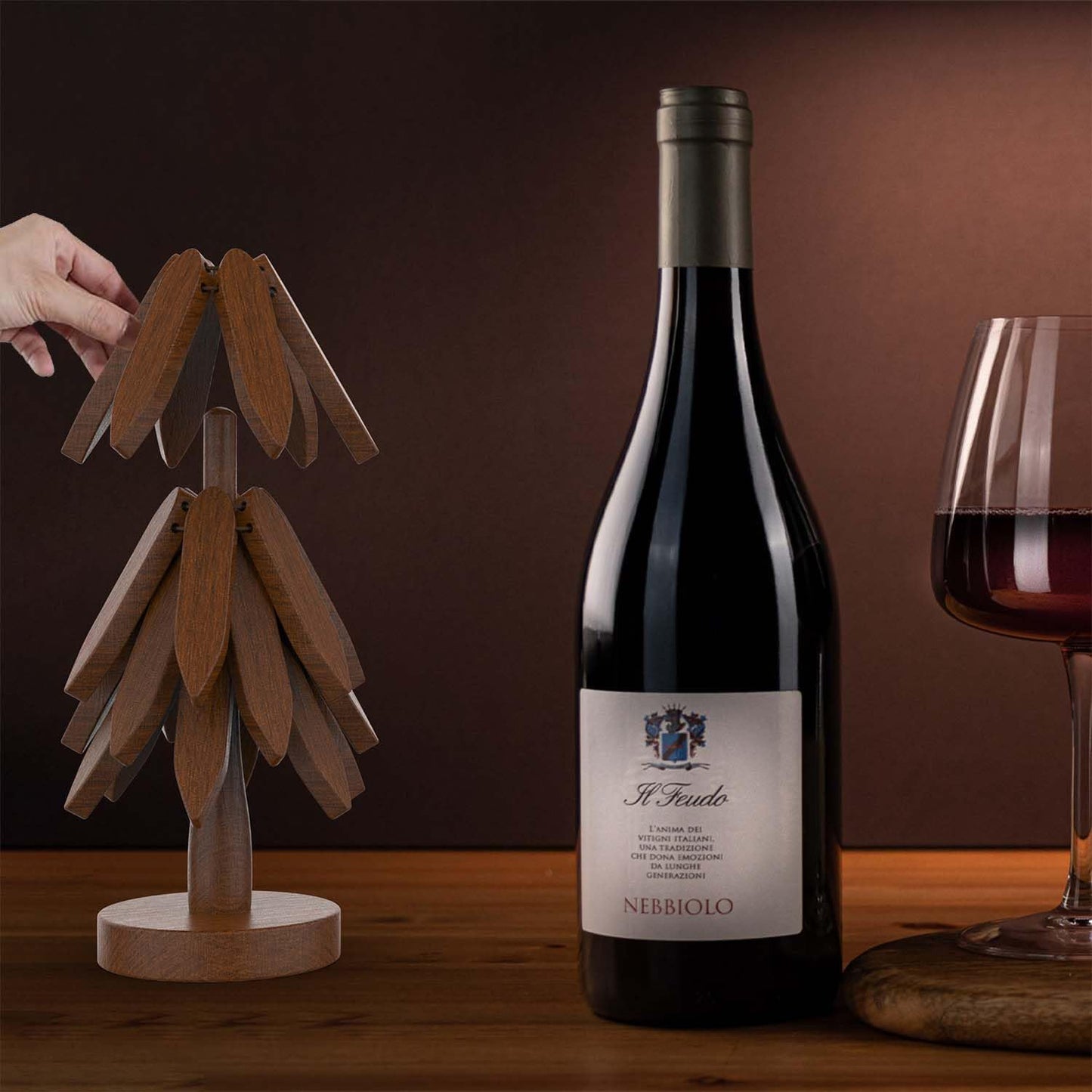 Wooden Trivets for Hot Dishes, Tree Shape Trivet Set, 4 Wooden Trivets+1 Stand, Natural Foldable Kitchen Wooden Trivet for Hot Dishes, Pot, Bowl, Teapot, Hot Pot Holders