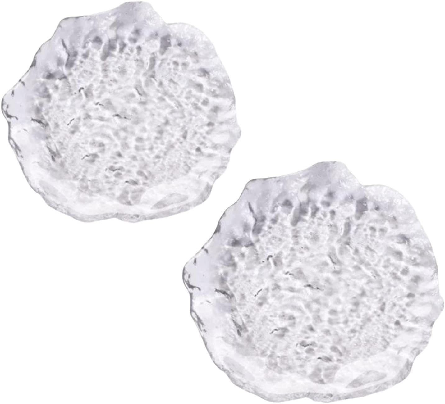 Colorful Glass Dessert Plates, Crystal Clear Snack Fruit Candy Cake Plate, Irregularity Shape Plates for Appetizer, Ice Cream, Salad, Small Serving Dishes (clear, 5.7inch 2pcs)