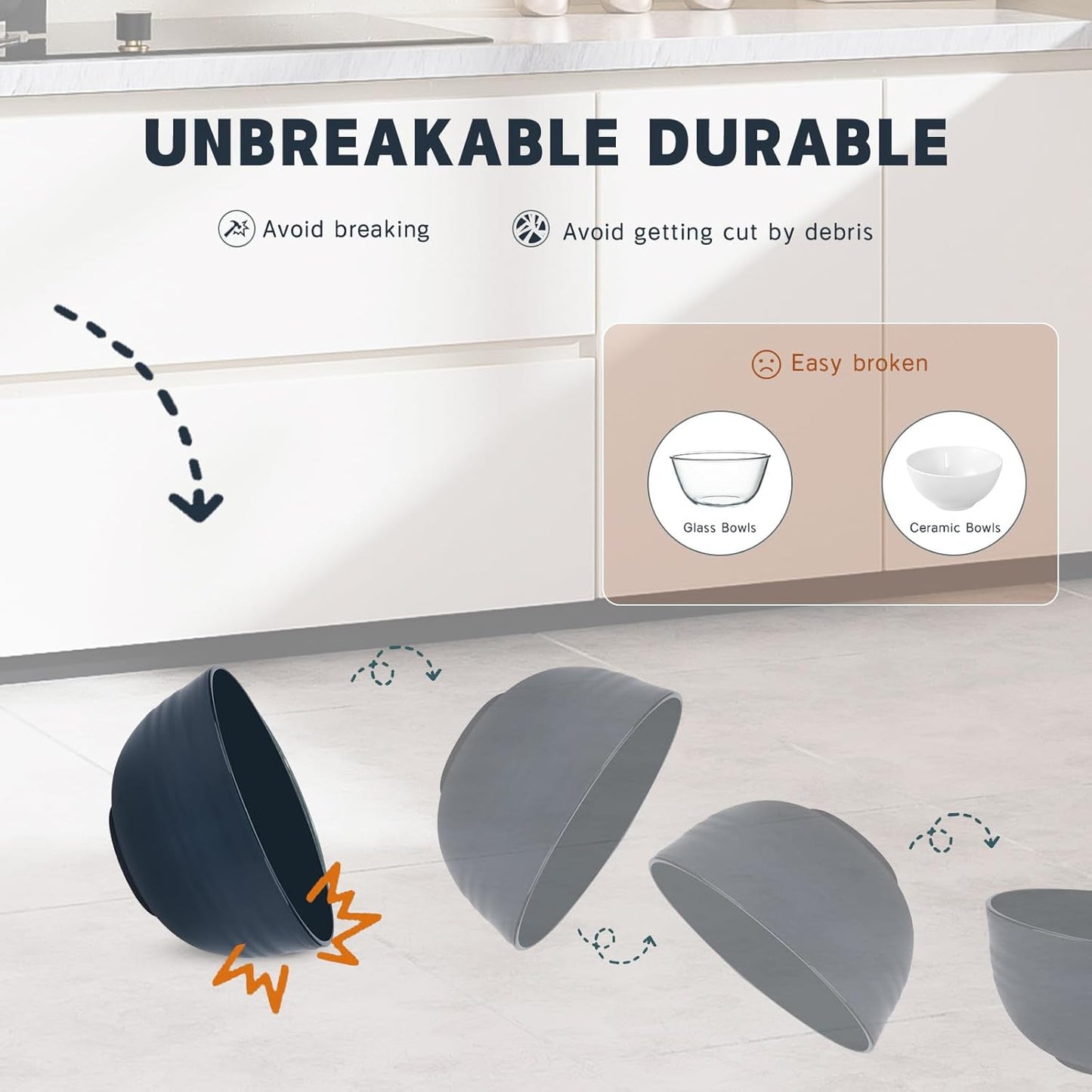 Kitchen Wheat Straw Dinnerware Sets (33pcs) Attached cleaning brush,Service For 8,Plastic Plates and Bowls Sets,Unbreakable Dinnerware,Lightweight Plastic Plate Set (Navy blue)