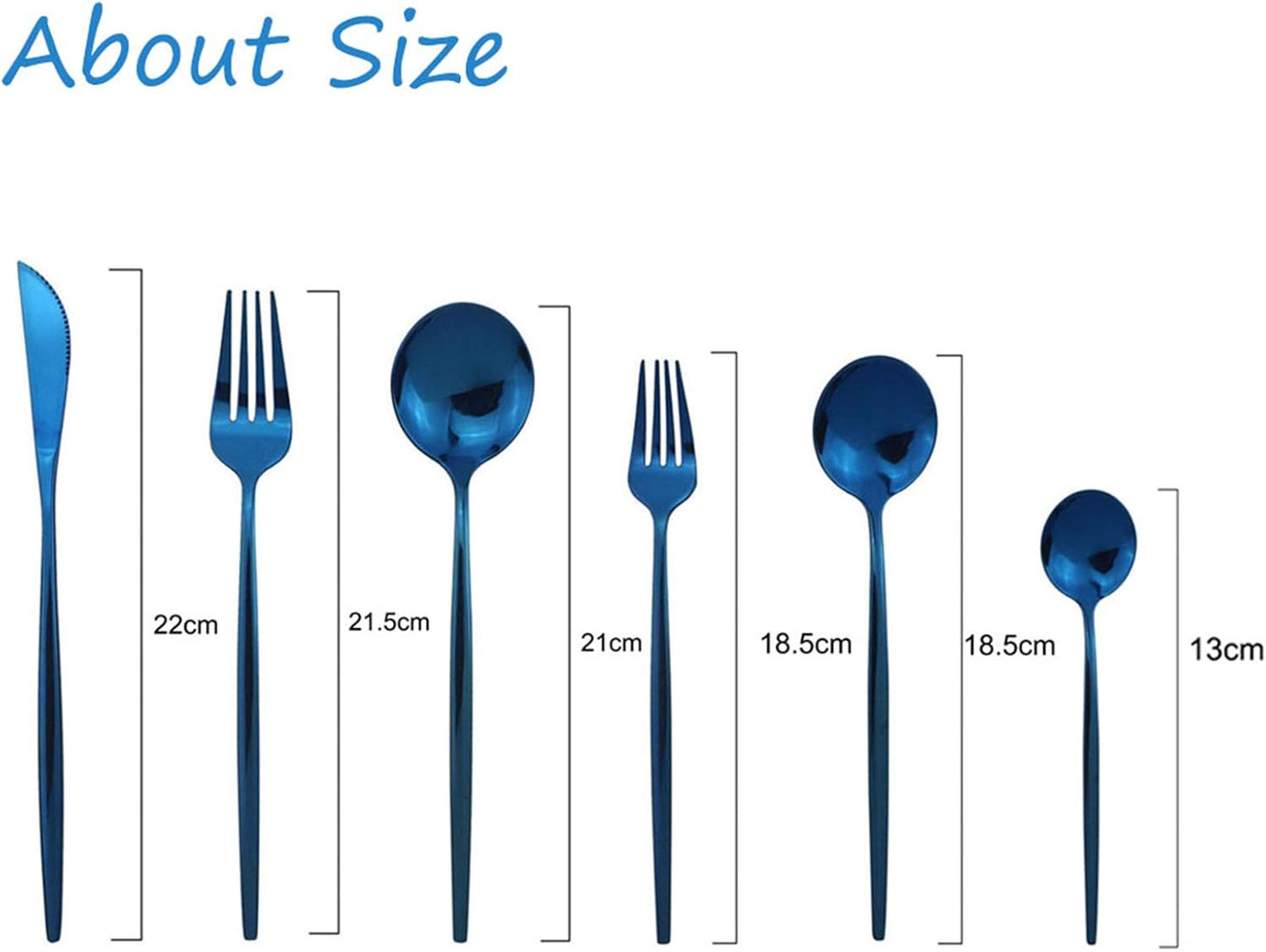 JASHII Silverware Set, Mirror Polished Blue Flatware Cutlery Service for 4, Shiny Finish 24-Piece Stainless Steel Utensil Set - Dinner Knife, Fork, Spoon, Dessert Fork, Salad Spoon - Dishwasher Safe