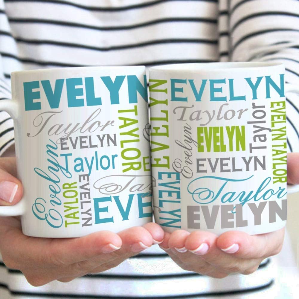 InterestPrint Personalized Coffee Mug, Custom Mug with Name, Customized Tea Cup with First and Last Name, Gift for Womens Mens Girls Boys Mother Father - 11 or 15 oz, White Mug #07