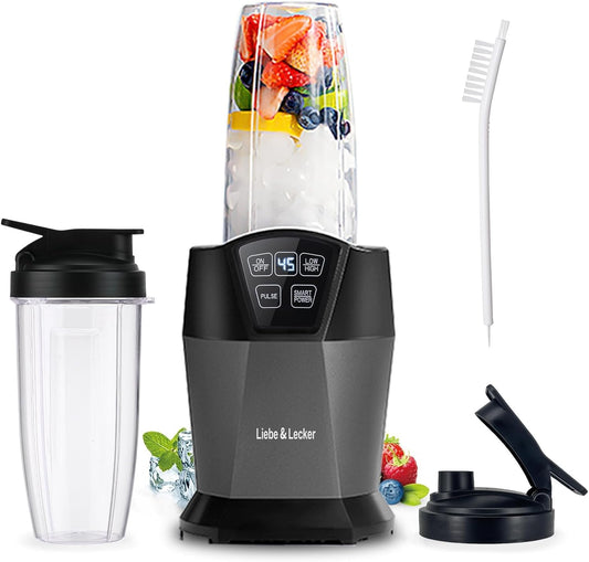 Liebe&Lecker Smoothie Blender, 1200W Blender for Smoothies, Blenders with (2) 28-oz To-Go Cups & Solid Lid, Personal Blenders for Shakes and Smoothies, Ice Crushing & Frozen Fruit
