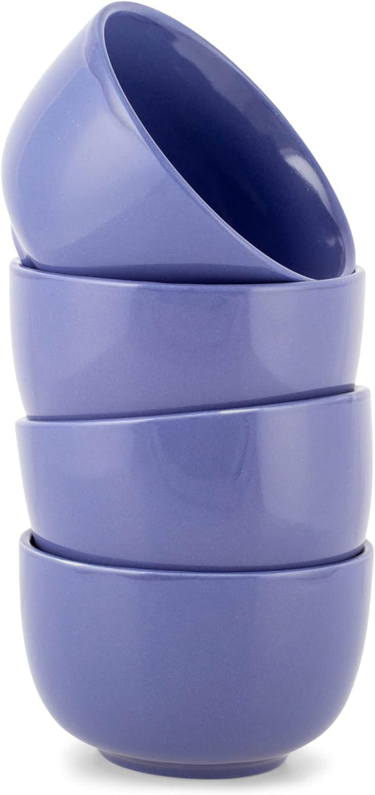 Elanze Designs Bistro Glossy Ceramic 4 inch Cute and Small Dessert Bowls Set of 4 - Perfect for Everyday uses from Snacks, Ice Cream, Candy and Treats, Violet Purple