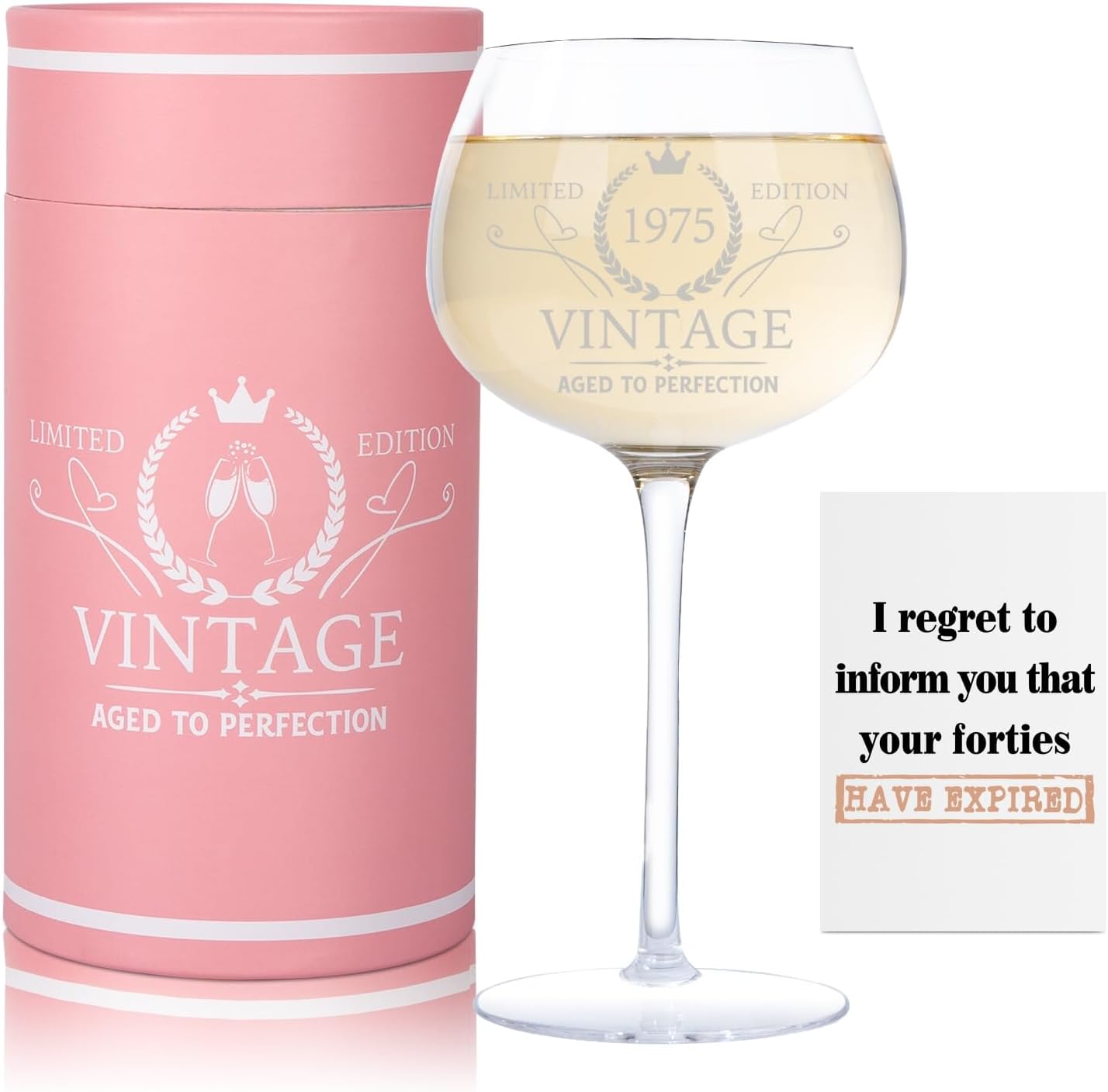 50th Birthday Gifts for Her Women, Best Gifts for 50 Year Old Woman, Vintage 1975 Engraved 50th Wine Glass, Unique 50 Year Old Birthday Decorations for Women, Turning 50 Presents