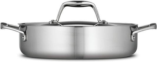 Tramontina Signature Tri-Ply Clad Stainless Steel 3-Quart Braiser Pan with Lid, Induction-Ready, Dishwasher-Safe, NSF-Certified, Made in Brazil