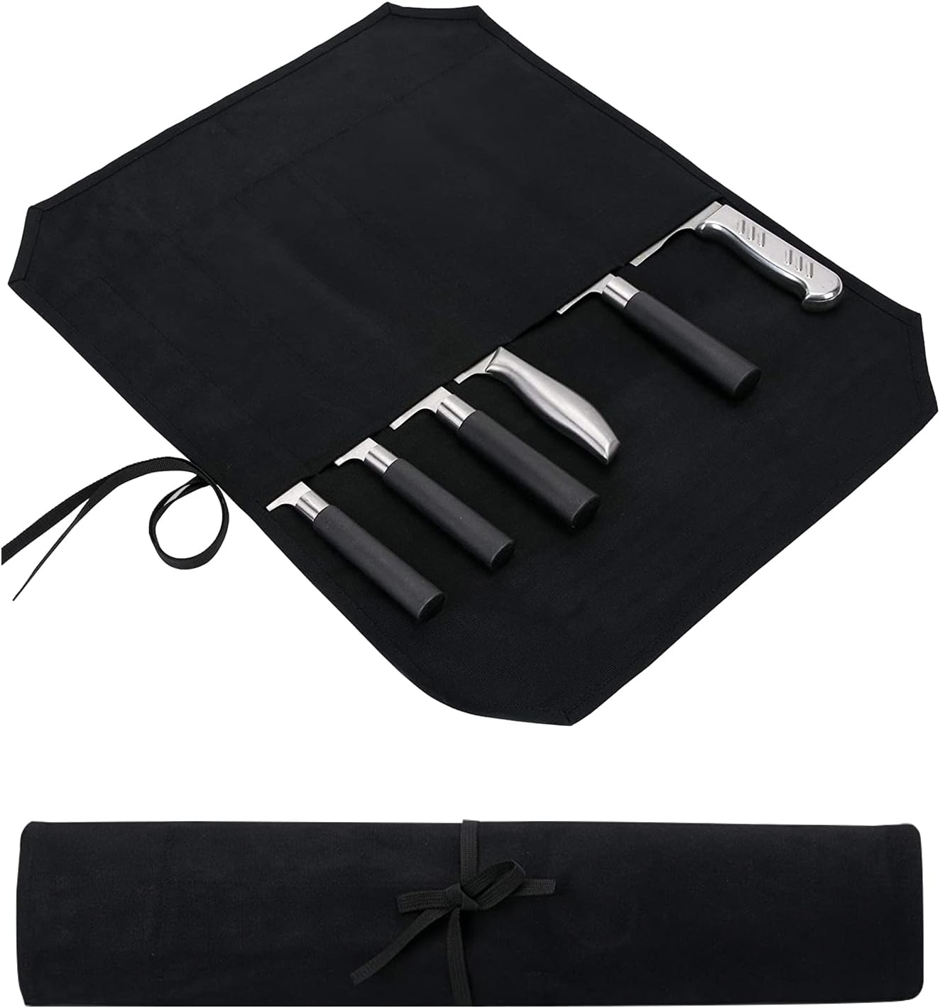 Chef’s Knife Roll Case, Waxed Canvas Cutlery Knives Holders Protectors, Home Kitchen Cooking Tools And Utensils Wrap Bag Wallet, Multi-Purpose Brush Roll Bag, Travel Tool Roll Pouch