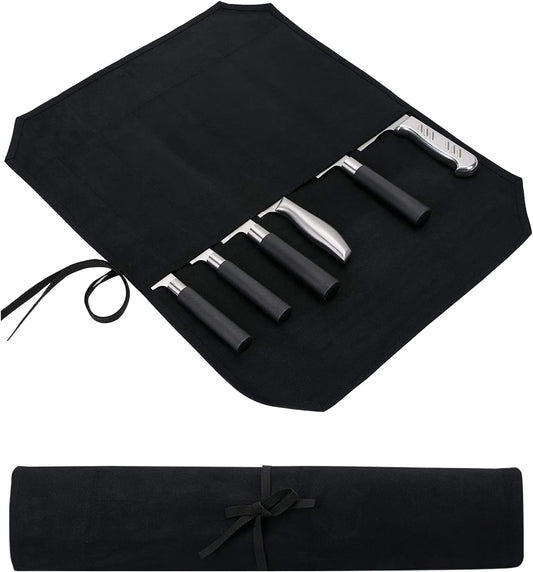 Chef’s Knife Roll Case, Waxed Canvas Cutlery Knives Holders Protectors, Home Kitchen Cooking Tools And Utensils Wrap Bag Wallet, Multi-Purpose Brush Roll Bag, Travel Tool Roll Pouch
