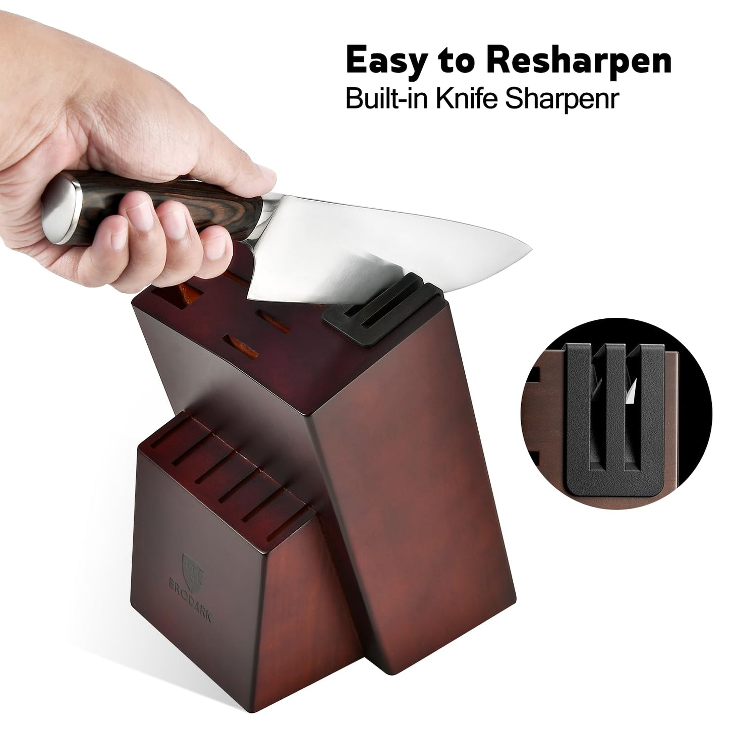 15 Piecs Knife Block Set: Ultra Sharp Kitchen Knife Set with Block and Sharpener, German Stainless Steel Professional Chef Knife Set with Ergonomic Handle, Full Tang Design