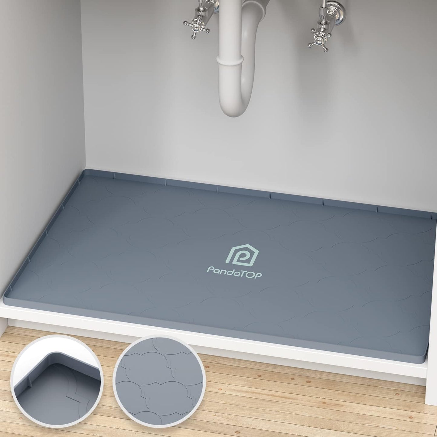 Under Sink Mat, 25" x 22" Silicone Kitchen Cabinet Tray, Waterproof & Flexible Under Sink Liner for Kitchen Bathroom and Laundry Room