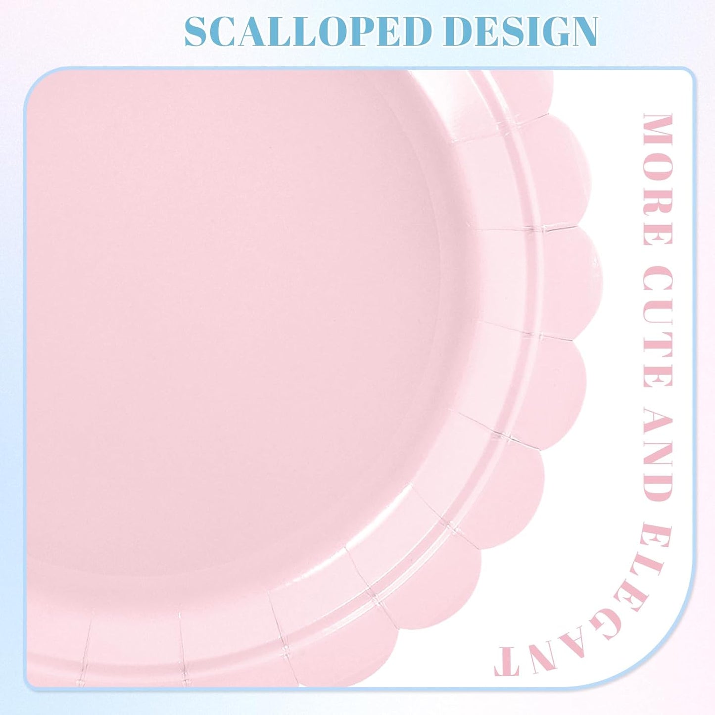 30 Pcs Gender Reveal Plates 9 Inch Disposable Scalloped Pink and Blue Plates Cute Dessert Cake Dinner Plate for Baby Shower, 1st Birthday