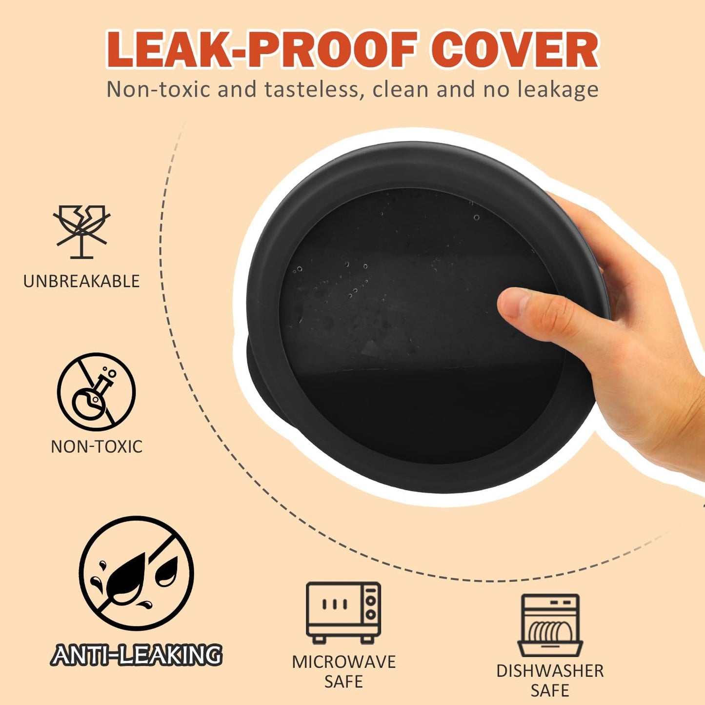 Wrova 40oz wheat straw bowls set of 4,unbreakable ramen bowl set with cover,alternative plastic bowls with cover for kitchen,party,camping and picnic. Black