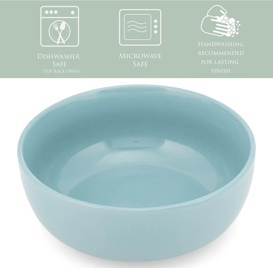 Elanze Designs Bistro Glossy Ceramic 7 inch Dinnerware Bowls Set of 4 - Perfect for Everyday uses from Pasta to Salad, Cereal to Ice cream, Ramen to Pho, Ice Blue