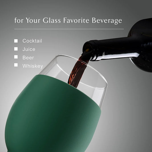 Tronco 20oz Stemless Wine Glasses Set of 4, Reusable Wine Glasses with Silicone Sleeve, Dishwasher Safe & BPA-Free, for Red & White Wine, Cocktails, Home Bar, Parties, Birthdays, Gifts